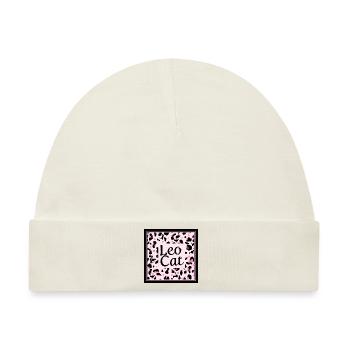 Leo Cat Leopard Design - Baby Premium Organic Mütze - Naturweiß - Vorne