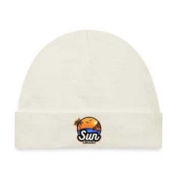 SUN Breeze - Urlaubsmotiv mit Palmen am Meer - Baby Premium Organic Mütze - Naturweiß - Vorne