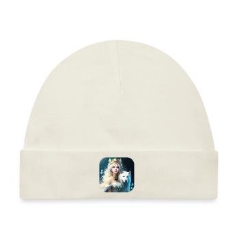 Meerjungfrau Prinzessin und stolzer weißer Hund - Baby Premium Organic Mütze - Naturweiß - Vorne