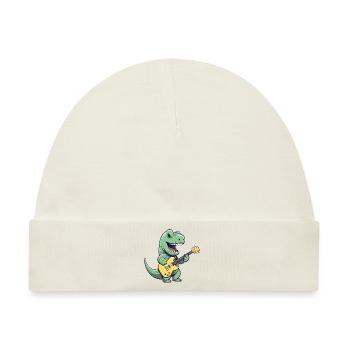 Trex Dinosaurier mit Elektrischer Gitarre - Baby Premium Organic Mütze - Naturweiß - Vorne