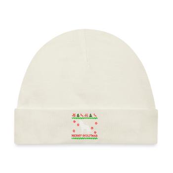 Merry Wolfmas Wolf Frohe hässliche Weihnachten Pullover - Baby Premium Organic Mütze - Naturweiß - Vorne