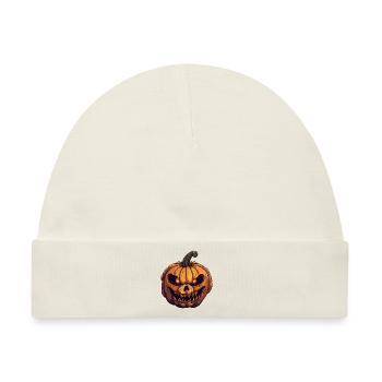 Böses Kürbis Gesicht - grinsendes Halloweenkostüm - Baby Premium Organic Mütze - Naturweiß - Vorne
