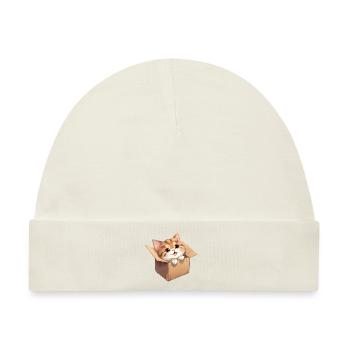 Katze in Karton - Baby Premium Organic Mütze - Naturweiß - Vorne