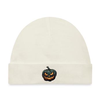 Lustiger Halloween Kürbis mit glühende Augen - Baby Premium Organic Mütze - Naturweiß - Vorne