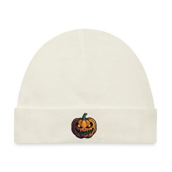Glühende Augen wilde Halloween Kürbis Fratze - Baby Premium Organic Mütze - Naturweiß - Vorne