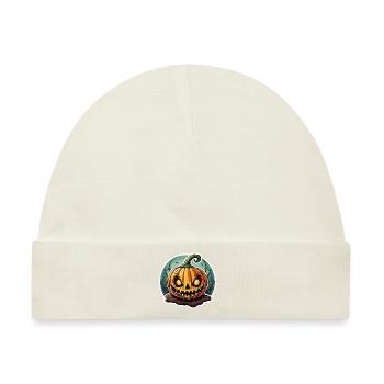 Finsterer Jack o' Lantern Kürbis - Baby Premium Organic Mütze - Naturweiß - Vorne