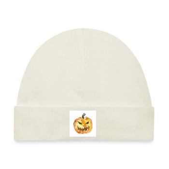Halloween Kürbis mit Frechen grinsen - Baby Premium Organic Mütze - Naturweiß - Vorne