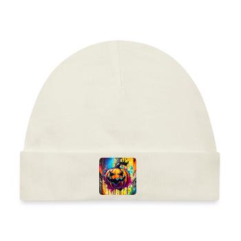 Grusel Halloween Kürbiskopf im Graffiti Style - Baby Premium Organic Mütze - Naturweiß - Vorne