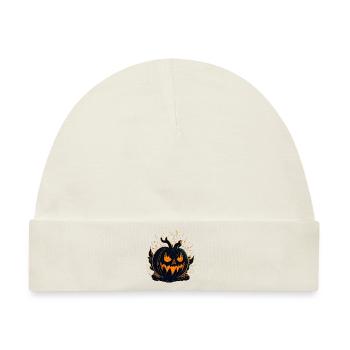 Glühender Kürbiskopf zu Halloween - Baby Premium Organic Mütze - Naturweiß - Vorne