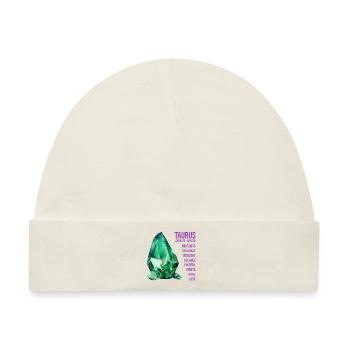 Sternzeichen Edelsteine: Stier, Smaragd - Baby Premium Organic Mütze - Naturweiß - Vorne