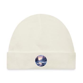 Winterlandschaft Wald mit Fluß - Baby Premium Organic Mütze - Naturweiß - Vorne