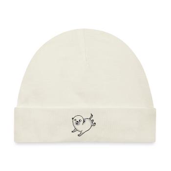 Niedliche kleine Figur Otter springt - Baby Premium Organic Mütze - Naturweiß - Vorne