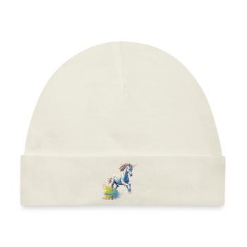 Einhorn in Farbpalette - Baby Premium Organic Mütze - Naturweiß - Vorne