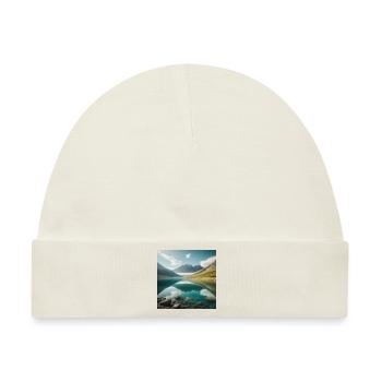 Bergsee mit wunderschöner Reflektion - Baby Premium Organic Mütze - Naturweiß - Vorne