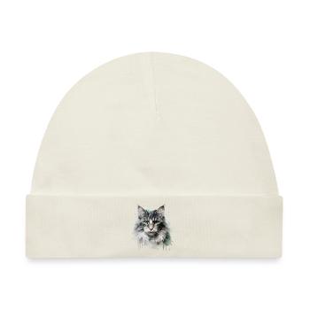Cute Cat Face - Baby Premium Organic Mütze - Naturweiß - Vorne