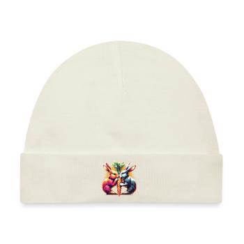 Hasenliebe Hasen knabbern Karotte Möhre Street Art - Baby Premium Organic Mütze - Naturweiß - Vorne
