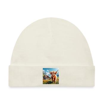 Highland cow in Swiss scenery - Baby Premium Organic Mütze - Naturweiß - Vorne