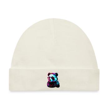 Panda-Hipster - Baby Premium Organic Mütze - Naturweiß - Vorne