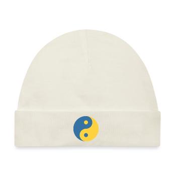 Yin und Yang Symbol in Blau & Gelb Python Coder - Baby Premium Organic Mütze - Naturweiß - Vorne