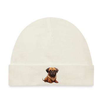 Mops Porträt - Baby Premium Organic Mütze - Naturweiß - Vorne