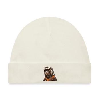 Mops Pilot - Baby Premium Organic Mütze - Naturweiß - Vorne