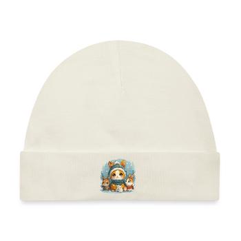 Schnee Hasen Familie - Baby Premium Organic Mütze - Naturweiß - Vorne