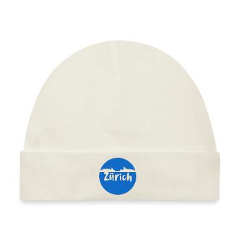 zürich, skyline, kreis, scherenschnitt, blau - Baby Premium Organic Mütze - Naturweiß - Vorne