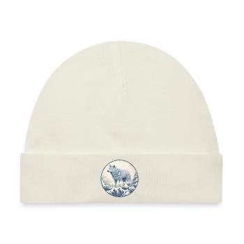 Blauer japanischer Wolf und Schnee - Baby Premium Organic Mütze - Naturweiß - Vorne