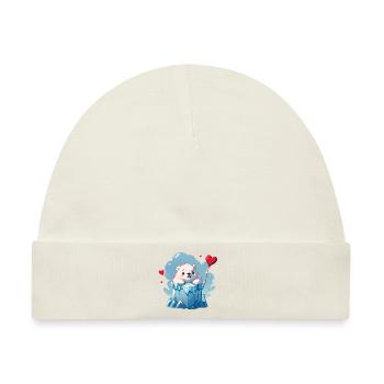 Verschenke diesen süßen Eisbären zum Valentinstag - Baby Premium Organic Mütze - Naturweiß - Vorne