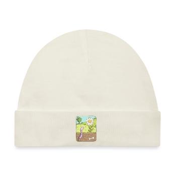 Regenwurm schaut zur Blume - Baby Premium Organic Mütze - Naturweiß - Vorne