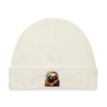 Faultier Design, Spraywork, Artwork - Baby Premium Organic Mütze - Naturweiß - Vorne