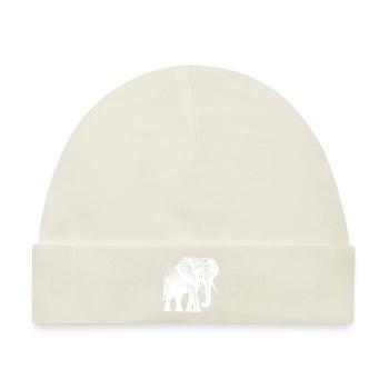 Elefant - Großes Safari Rüsseltier mit Stoßzähnen - Baby Premium Organic Mütze - Naturweiß - Vorne