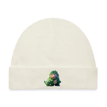 Lustiger Dino freundlich niedlich süß - Baby Premium Organic Mütze - Naturweiß - Vorne