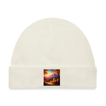 Sonnenuntergang im Wald - Baby Premium Organic Mütze - Naturweiß - Vorne
