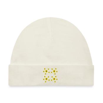Blumenmuster mit Margeriten Sonnenblumen Blüte - Baby Premium Organic Mütze - Naturweiß - Vorne