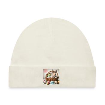 Ein süßer hase im Korb - Baby Premium Organic Mütze - Naturweiß - Vorne