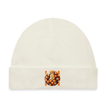 Orangefarbene Katze mit Tulpen - Baby Premium Organic Mütze - Naturweiß - Vorne