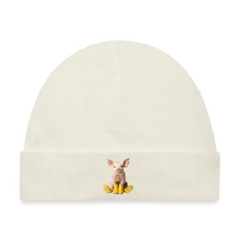 Kleines Ferkel in Gummistiefel - Baby Premium Organic Mütze - Naturweiß - Vorne