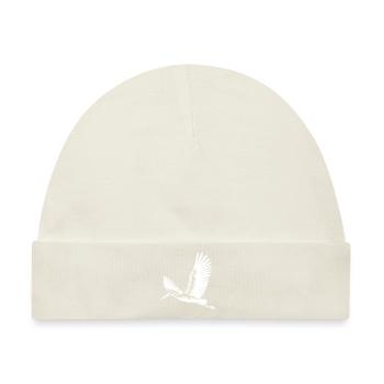 Fliegender Storch auf breiten Schwingen - Baby Premium Organic Mütze - Naturweiß - Vorne