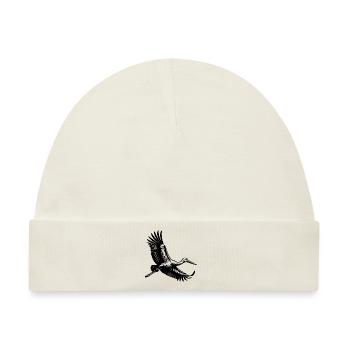 Fliegender Storch im eleganten Segelflug - Baby Premium Organic Mütze - Naturweiß - Vorne