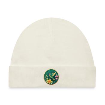 Ausgefallener Münzkolibri auf Blumen - Baby Premium Organic Mütze - Naturweiß - Vorne