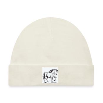 Pferd Pferde Pony Hengst Ross Gaul - Baby Premium Organic Mütze - Naturweiß - Vorne