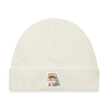 Perserkatze mollig - Baby Premium Organic Mütze - Naturweiß - Vorne