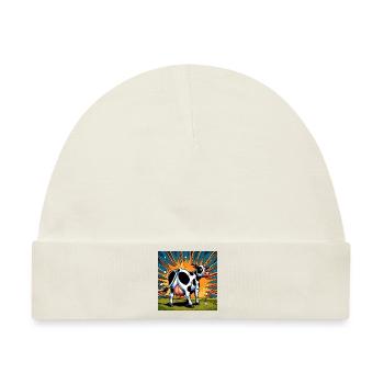 Kuh von hinten - Baby Premium Organic Mütze - Naturweiß - Vorne