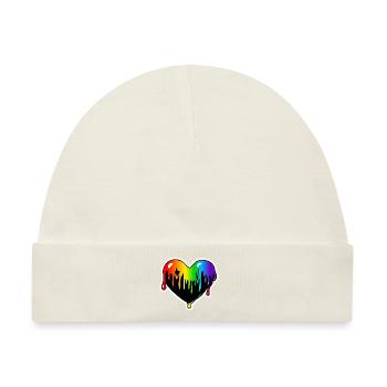 Klebriges Herz trieft : Sticky Queer Pride - Baby Premium Organic Mütze - Naturweiß - Vorne