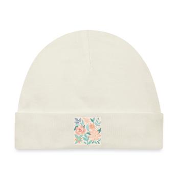 blumenmuster in zarten pastell - Baby Premium Organic Mütze - Naturweiß - Vorne