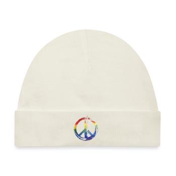 Peace Regenbogen - Baby Premium Organic Mütze - Naturweiß - Vorne