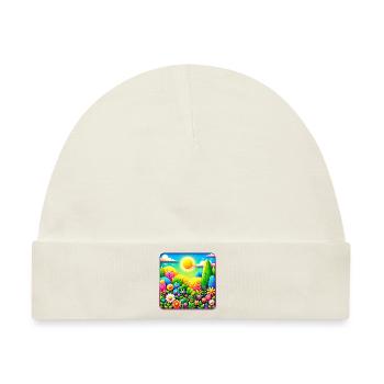Sommerliche Blumenwiese - Baby Premium Organic Mütze - Naturweiß - Vorne