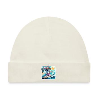 Lustiger Hase auf Surfboard bei Sonnenschein - Baby Premium Organic Mütze - Naturweiß - Vorne