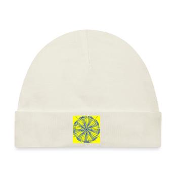 geometrisches Design in Blau und Gelb - Baby Premium Organic Mütze - Naturweiß - Vorne